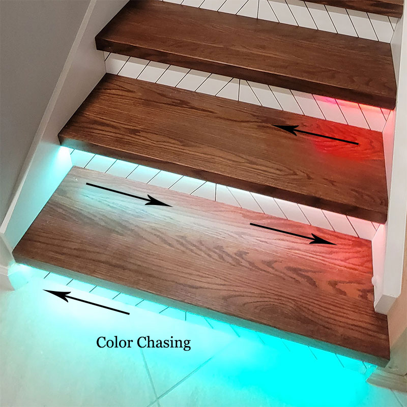 Bluetooth APP Music Controlled Color Chase LED Stair Step Lights Kit